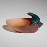 Vide-poche with lizard by Henri Bergé for Amalric Walter, c. 1920, pâte de verre, sold Oct 2023