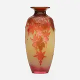 Mold-blown vase with fuchsia by Émile Gallé, c. 1900, mold-blown glass, sold Oct 2023