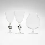 Lalique, Collection of stemware, hand-blown glass with applied enamel, hand-blown glass with applied decoration