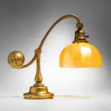Counterbalance desk lamp by Tiffany Studios, c. 1910, gilt bronze, hand-blown Favrile glass, sold Oct 2023