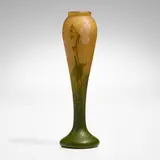 Daum, Tall vase with flowers, c. 1900, acid-etched, vitrified, and wheel-carved cameo glass