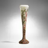 Daum, Tall vase with berries, c. 1900, acid-etched, internally decorated, and enameled cameo glass