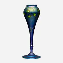 Heart and Vine vase by Tiffany Studios, c. 1917, hand-blown Favrile glass, sold Oct 2023