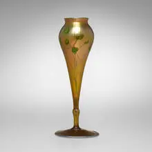 Leaf and Vine vase by Tiffany Studios, c. 1910, hand-blown Favrile glass, sold Oct 2023