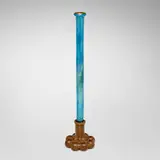 Bud vase by Tiffany Studios, c. 1920, hand-blown Favrile glass, bronze, sold Oct 2023