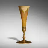 Tiffany Studios, Trumpet vase, c. 1920, hand-blown Favrile glass, gilt bronze