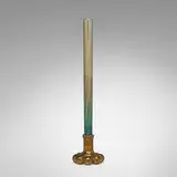 Bud vase by Tiffany Studios, c. 1920, hand-blown Favrile glass, gilt bronze, sold Oct 2023