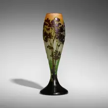 Vase with trees by Émile Gallé, c. 1900, acid-etched cameo glass, sold Oct 2023