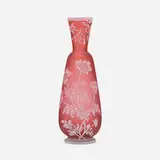 Thomas Webb & attribution Sons, Vase with flowers and a butterfly, c. 1900, acid-etched and wheel-carved cameo glass