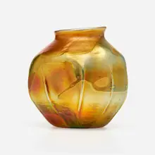 Lava vase by Tiffany Studios, c. 1901, hand-blown Favrile glass, sold Oct 2023
