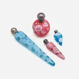 Thomas Webb & attribution Sons, Collection of four perfume bottles, c. 1890, cameo glass, silver