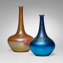 Vases, set of two by Durand, c. 1930, hand-blown Lustre Ware glass, sold Oct 2023