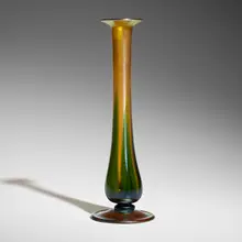 Bud vase by Tiffany Studios, c. 1918, hand-blown Favrile glass, sold Oct 2023