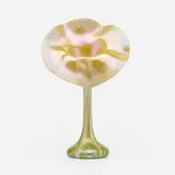 attribution Quezal, Jack-in-the-Pulpit vase, c. 1910, hand-blown glass