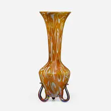 Quezal, Damascene vase, c. 1910, hand-blown glass