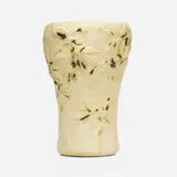 Favrile Pottery vase with chestnut leaves by Tiffany Studios, 1904-14, glazed earthenware, sold Oct 2023