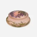 Covered box with wisteria by Émile Gallé, c. 1900, acid-etched cameo glass, sold Oct 2023