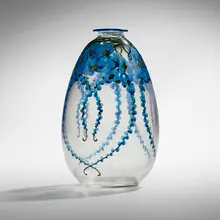 Marcel Goupy, Vase with wisteria vines, c. 1925, hand-blown and enameled glass