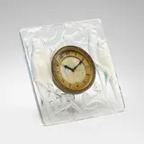 Inséparables eight-day clock by René Lalique, c. 1926, opalescent and tinted glass, clear glass, brass, sold Oct 2023
