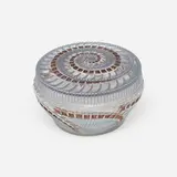 Robj, Nautilus powder jar, c. 1930, mold-blown and enameled glass