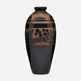Paul Nicolas, Vase with moths and berries, c. 1920, acid-etched cameo glass
