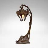Georges Leleu, Art Nouveau table lamp, c. 1900, patinated bronze