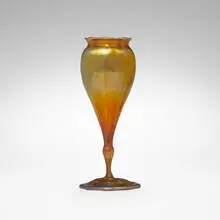 Floriform vase by Tiffany Studios, c. 1907, hand-blown Favrile glass, sold Oct 2023