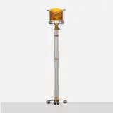Alexander Joseph von Steuben, Floor lamp, c. 1925, molded glass, wrought iron, bronze, plated metal