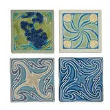 production earthenware trivets, three: shape numbers 1212, 1683 and 1631, together with a porcelain trivet in blue high glaze, shape number 1212 by Rookwood Pottery, sold Mar 2021