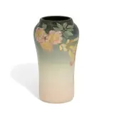 Iris vase with trumpet creeper decoration, shape number 935D by Katherine van Horne for Rookwood Pottery, sold Mar 2021