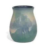 Sallie Coyne for Rookwood Pottery, Vellum scenic landscape vase, shape number 63