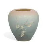 Vellum vase with cherry blossoms, shape number 1120 by E.T. Hurley for Rookwood Pottery, sold Mar 2021