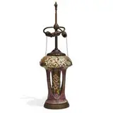 Amphora, Grès-Bijou lamp base decorated with jeweled dogwood blossoms