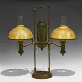 Moorish double student lamp with Damascene shades by Tiffany Studios, sold Mar 2021