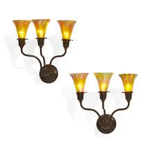 Lily three-light sconces, pair by Tiffany Studios, sold Mar 2021