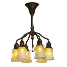 Tiffany Studios, six-light chandelier