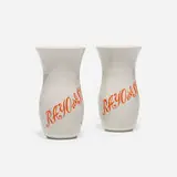 Alexander Girard, vases from La Fonda del Sol, pair, c. 1960, glazed porcelain with applied decoration