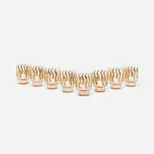 attribution Alexander Girard, Rayo glasses from the La Fonda del Sol series, set of eight, 1962, screenprint on glass