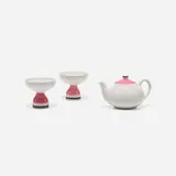 Alexander Girard, teapot and two footed bowls from La Fonda del Sol