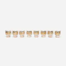 attribution Alexander Girard, Rayo glasses from the La Fonda del Sol series, set of eight, c. 1960, screenprint on glass