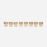 attribution Alexander Girard, Rayo glasses from the La Fonda del Sol series, set of eight, c. 1960, screenprint on glass