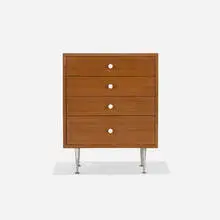 cabinet, model 4701 by George Nelson & Associates, 1946, walnut, aluminum, enameled aluminum, sold Mar 2018