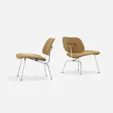 LCMs, pair by Charles and Ray Eames, 1946, Alexander Girard upholstery over molded plywood, chrome-plated steel, rubber, sold Mar 2018