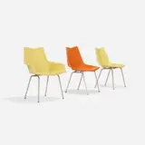 Paul McCobb, Faceted Form lounge chairs, set of three, 1959, molded fiberglass, steel