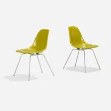Charles and Ray Eames, DSXs, pair, molded fiberglass, zinc-plated steel, rubber, plastic
