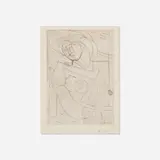 Pablo Picasso, Femme nue assise, la Tête appuyée sur la Main from La Suite Vollard, etching on Montval laid paper