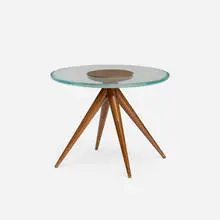 occasional table by Pietro Chiesa, 1941, crystal, Italian walnut, sold Jan 2018