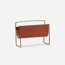 magazine rack, model 4488 by Carl Auböck, c. 1950, brass, leather, sold Jan 2018
