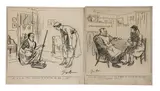 George Belcher, Untitled, charcoal on buff paper each 41 x 38cm (2)