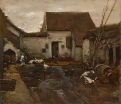 Max Liebermann, Bauernhof in Barbizon, 1874, Öl auf Leinwand